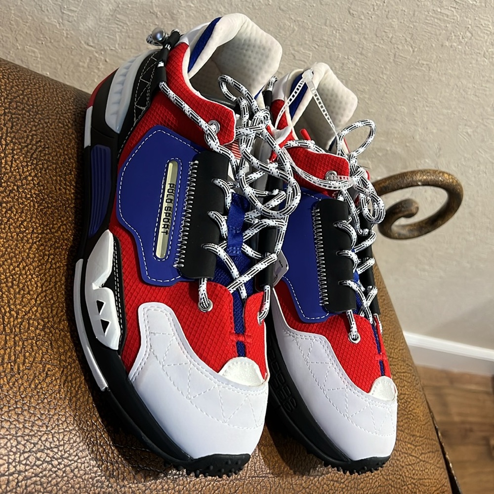 Brand New Ralph Lauren’s Polo Sport PS200 Casual Sneakers Red, White & Purple! - Picture 6 of 12